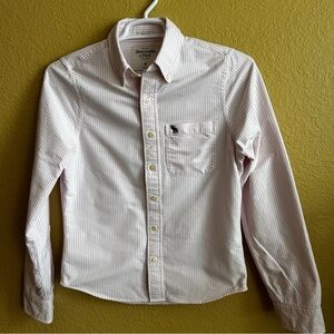 Abercrombie & Fitch Muscle Striped Long Sleeve Button Down Oxford Shirt